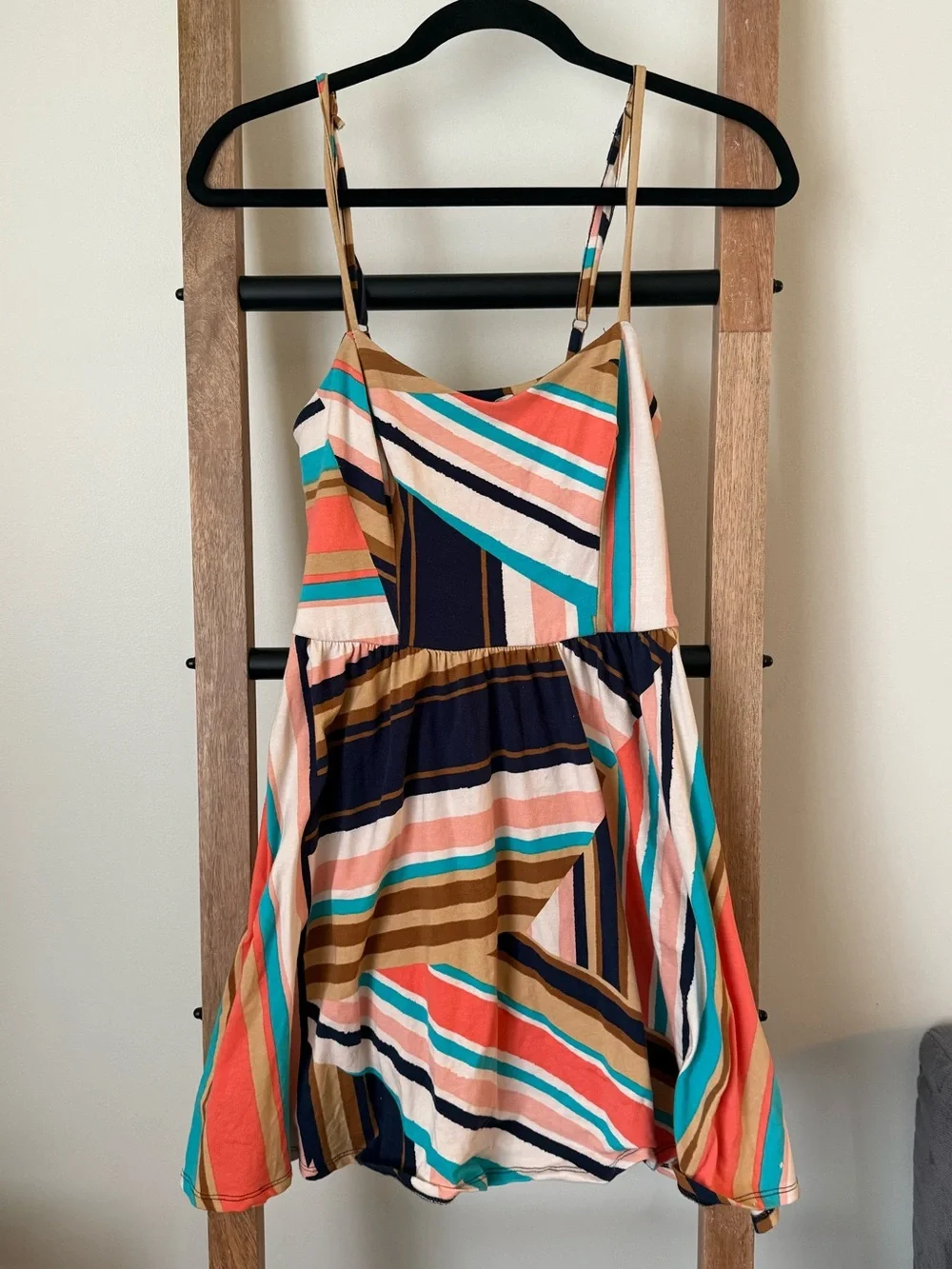 American Rag Coral Teal Navy Striped Sundress - Picture 2 of 5